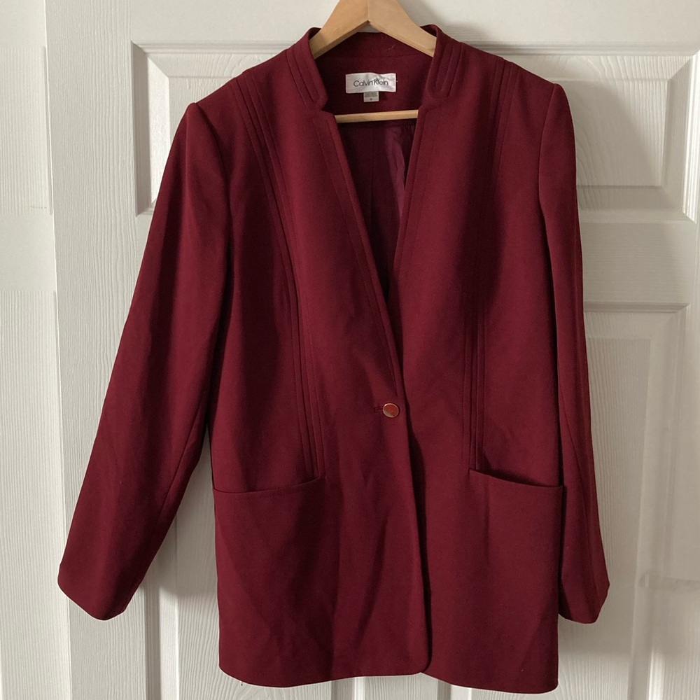 Burgundy seamed Calvin Klein blazer